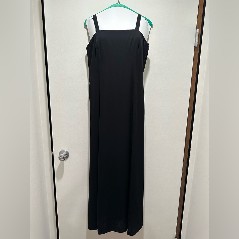 ARMANI Long Black Dress with Thin Straps, Size 8